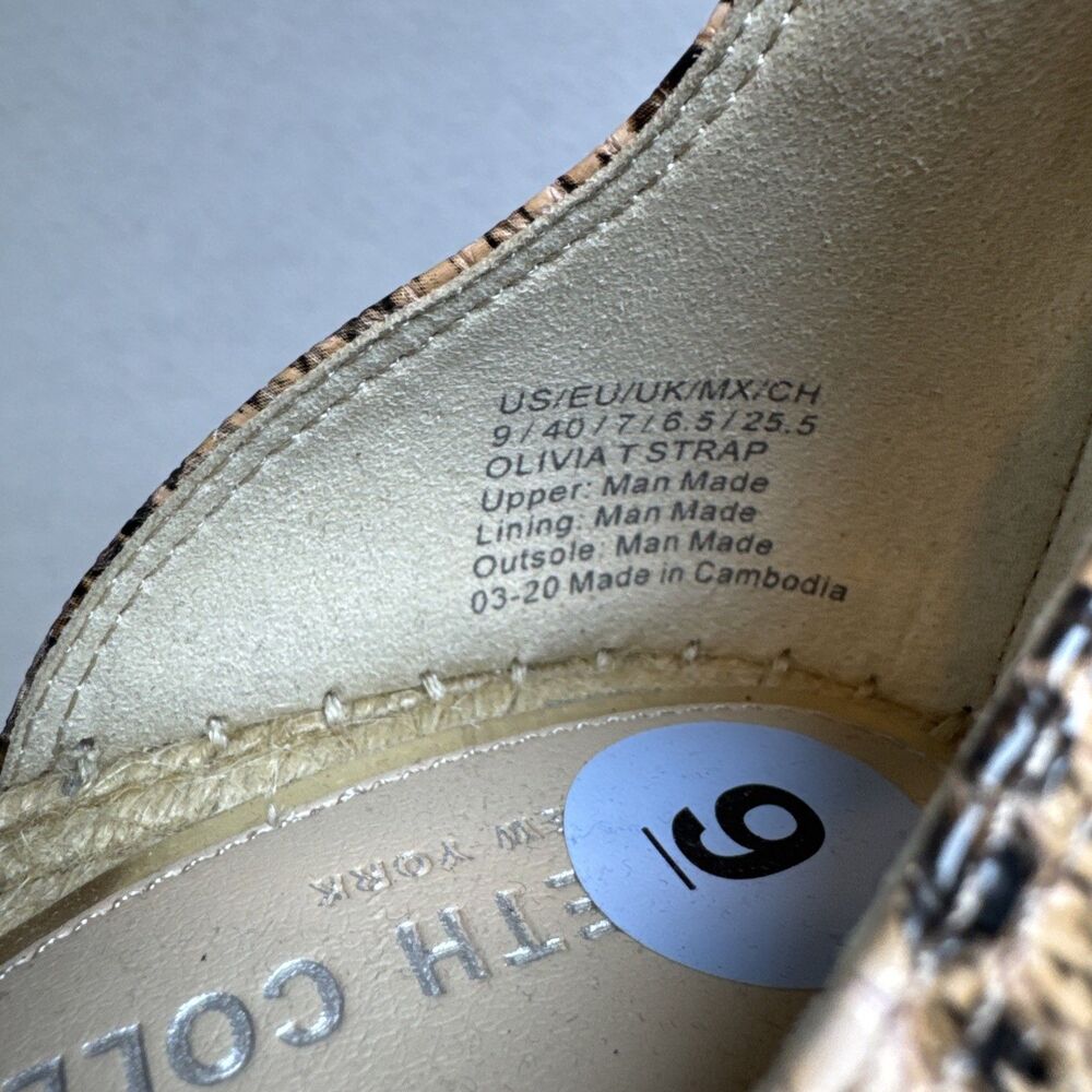 KENNETH COLE Olivia T Strap Sandals Wedge Snakeskin Vegan‎ Espadrille 9 - Picture 6 of 10
